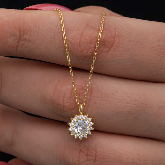 Gold Plated Minimal Round Enamel Women's Silver Necklace
