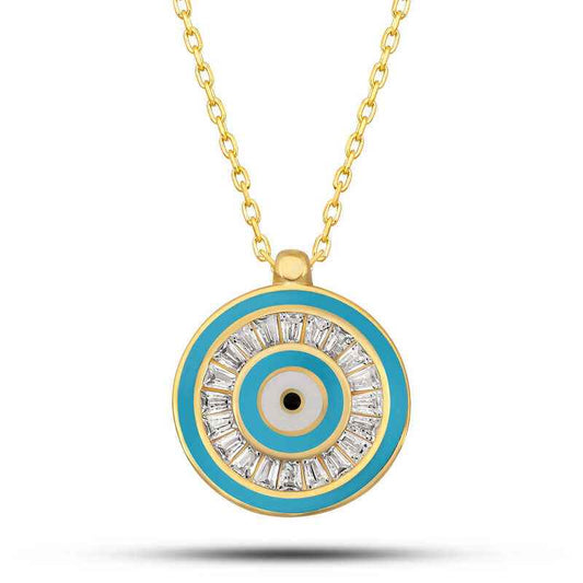 Gold Plated Evil Eye Women's Silver Necklace