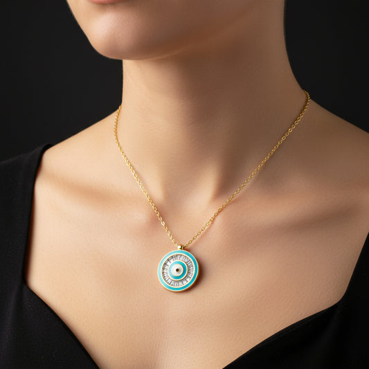 Gold Plated Evil Eye Women's Silver Necklace