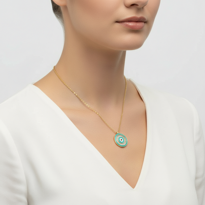 Vergoldete Damen-Silberkette mit bösem Blick