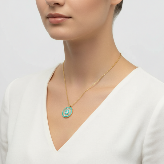 Gold Plated Evil Eye Women's Silver Necklace