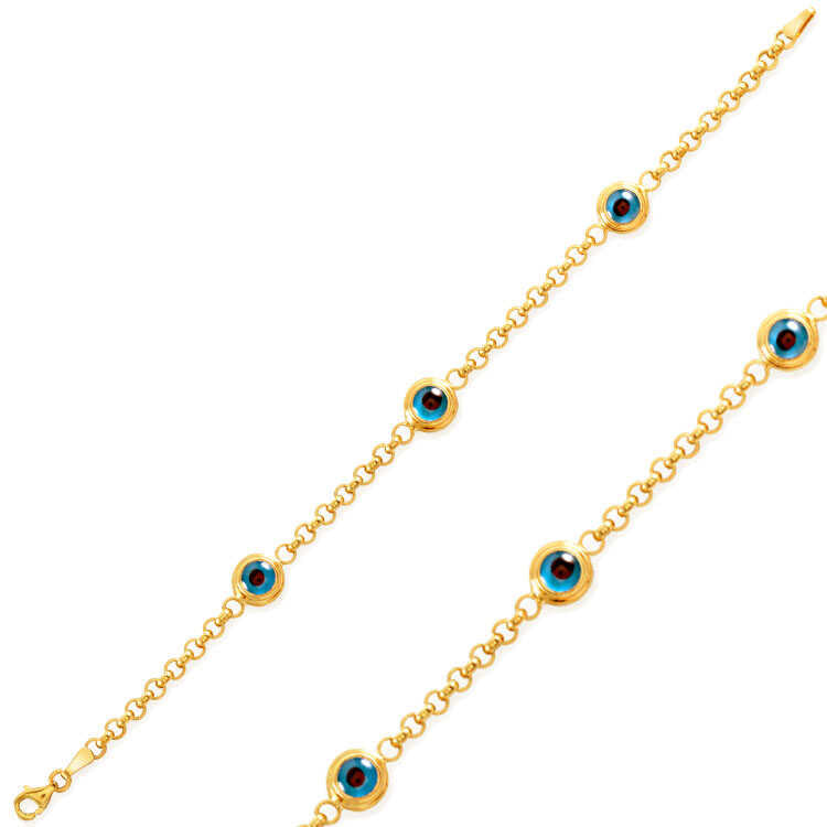 Bracelet en argent plaqué or pour femme contre le mauvais œil