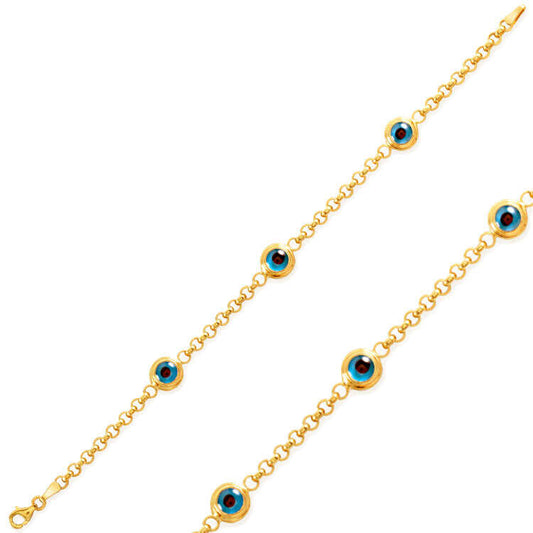 Bracelet en argent plaqué or pour femme contre le mauvais œil