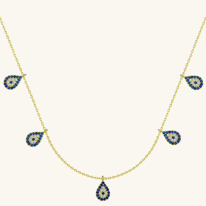 Vergoldete Evil Eye Luck Damen Silber Halskette