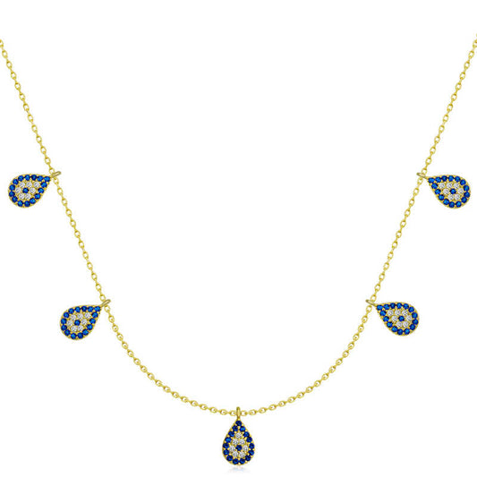 Gold Plated Evil Eye Luck Women's Silver Necklace