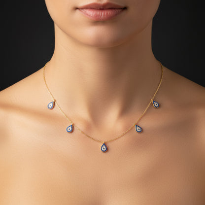 Vergoldete Evil Eye Luck Damen Silber Halskette