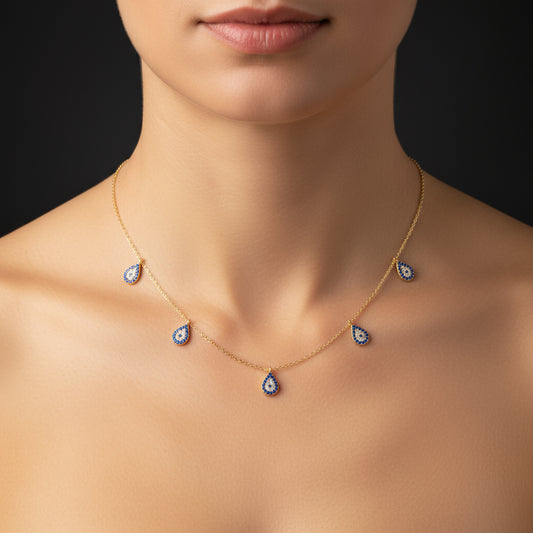 Vergoldete Evil Eye Luck Damen Silber Halskette
