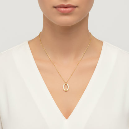 Gold Plated O Letter Women's Silver Necklace