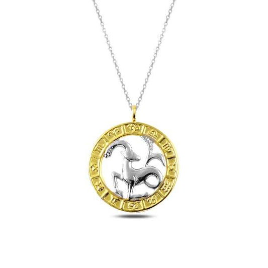 Gold Plated Capricorn Zodiac Silver Necklace