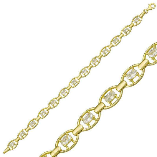 Gold Plated Oval Waterway Women's Silver Bracelet