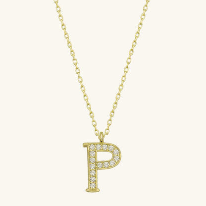 Gold Plated P Letter Women's Silver Necklace