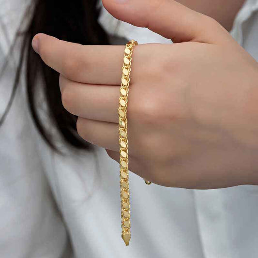 Gold Plated Scaled Chain Women's Silver Bracelet