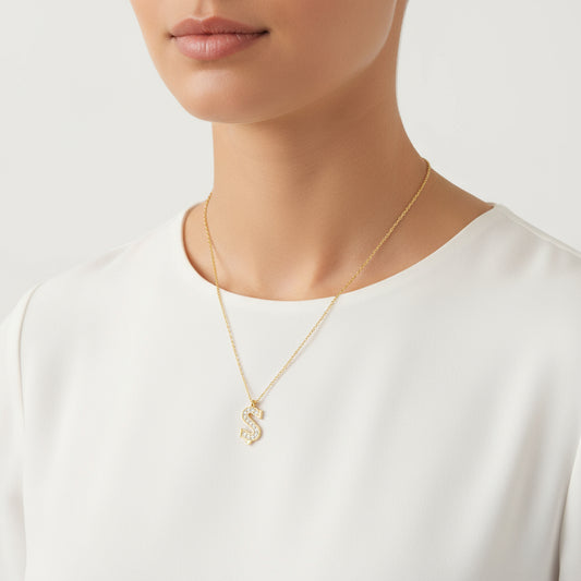 Gold Plated Ş Letter Women's Silver Necklace