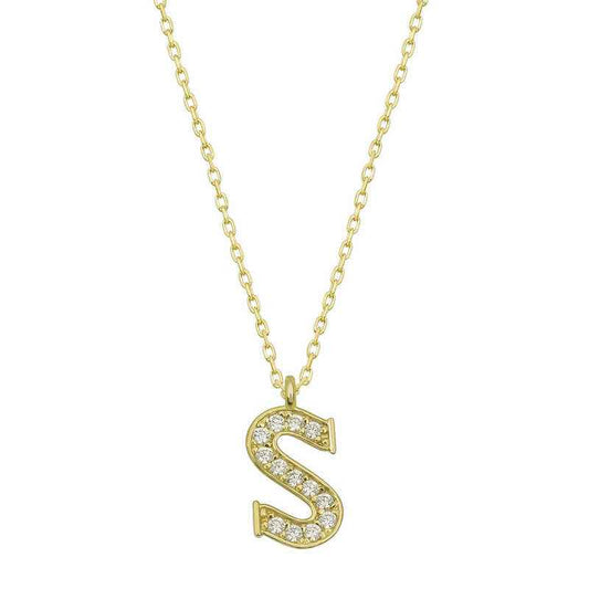 Gold Plated S Letter Women's Silver Necklace