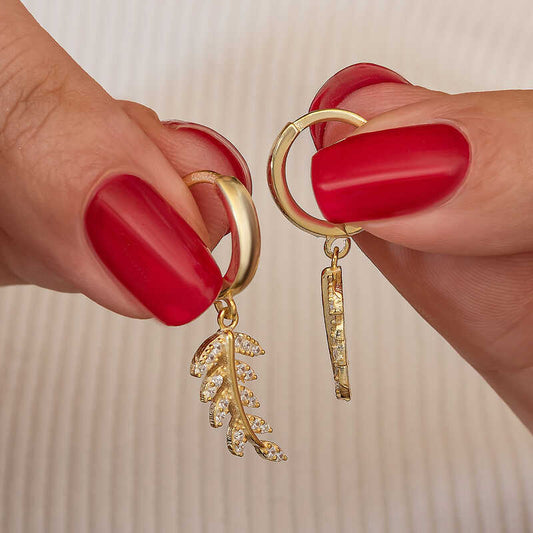 Gold Plated Dangling Wheat Ear Women's Silver Earrings