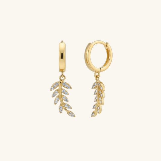 Gold Plated Dangling Wheat Ear Women's Silver Earrings