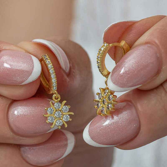 Gold Plated Sun Dangle Women's Silver Earrings