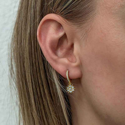 Gold Plated Sun Dangle Women's Silver Earrings