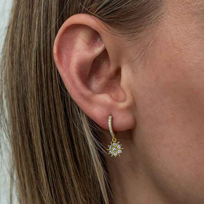 Gold Plated Sun Dangle Women's Silver Earrings