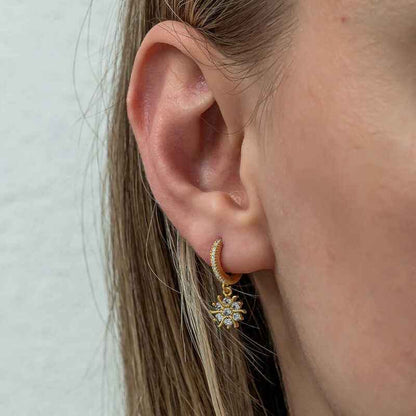 Gold Plated Sun Dangle Women's Silver Earrings