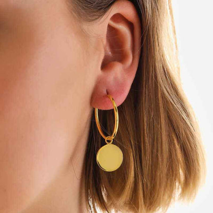Gold Plated Dangle Hoop Women's Silver Earrings