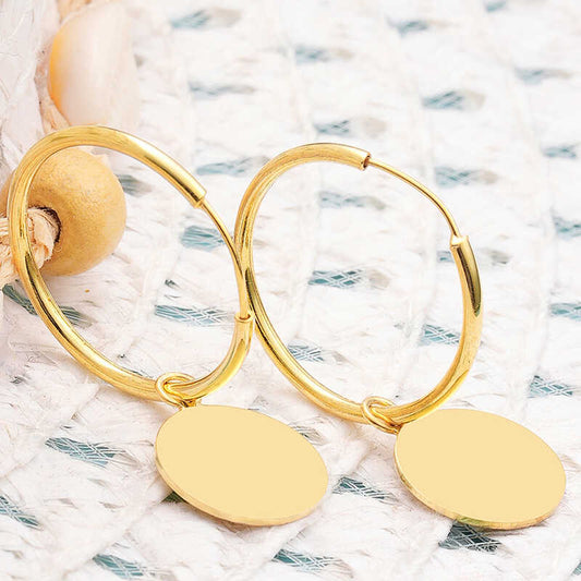 Boucles d'oreilles créoles pendantes en argent plaqué or pour femme
