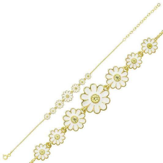 Gold Plated Daisy Chain Women's Silver Bracelet
