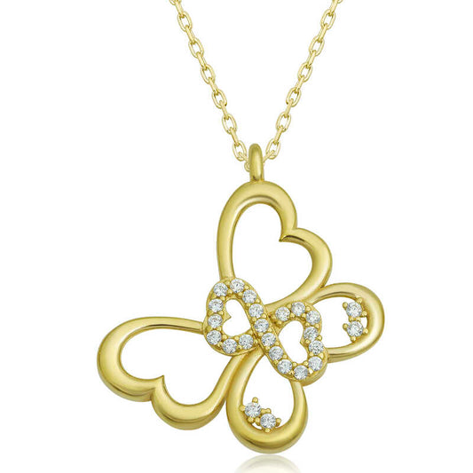 Collier en argent plaqué or avec papillon infini pour femme