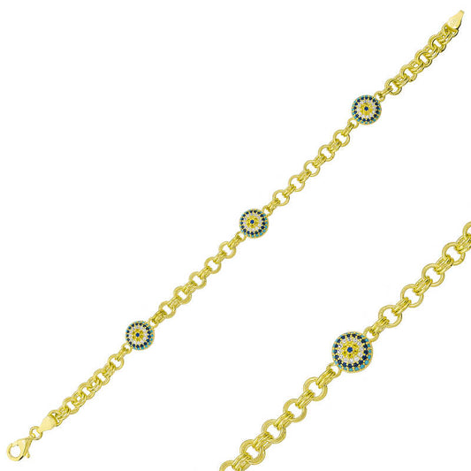 Bracelet chaîne en argent plaqué or avec œil de la Société