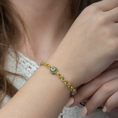 Bracelet chaîne en argent plaqué or avec œil de la Société