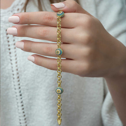 Bracelet chaîne en argent plaqué or avec œil de la Société