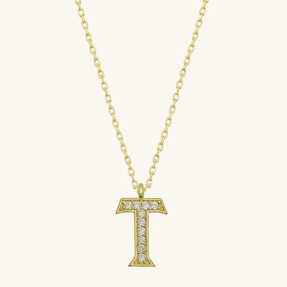 Gold Plated T Letter Women's Silver Necklace