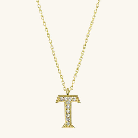 Gold Plated T Letter Women's Silver Necklace