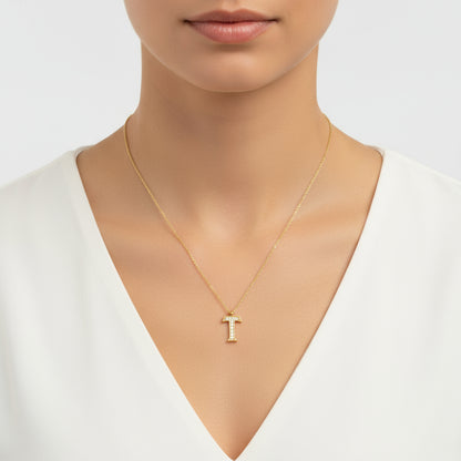 Gold Plated T Letter Women's Silver Necklace