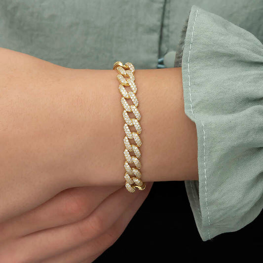 Vergoldetes Stone Gourmet Damen-Silberarmband