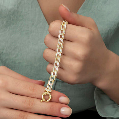 Vergoldetes Stone Gourmet Damen-Silberarmband