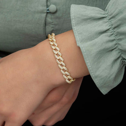 Vergoldetes Stone Gourmet Damen-Silberarmband