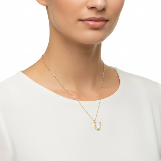Gold Plated Ü Letter Women's Silver Necklace