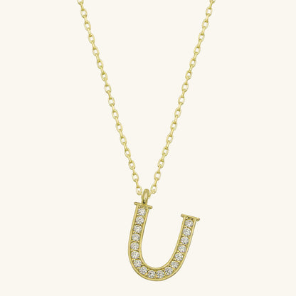 Gold Plated U Letter Women's Silver Necklace
