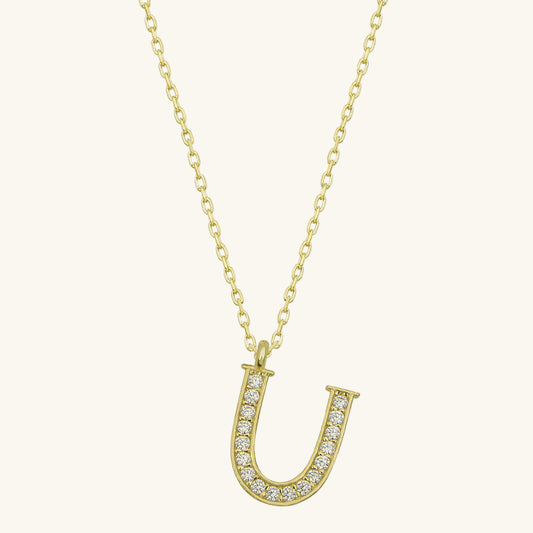 Gold Plated U Letter Women's Silver Necklace