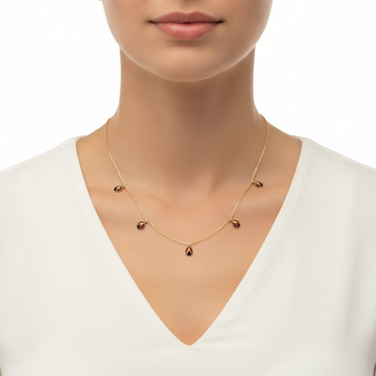 Gold Plated Ladybug Luck Women's Silver Necklace