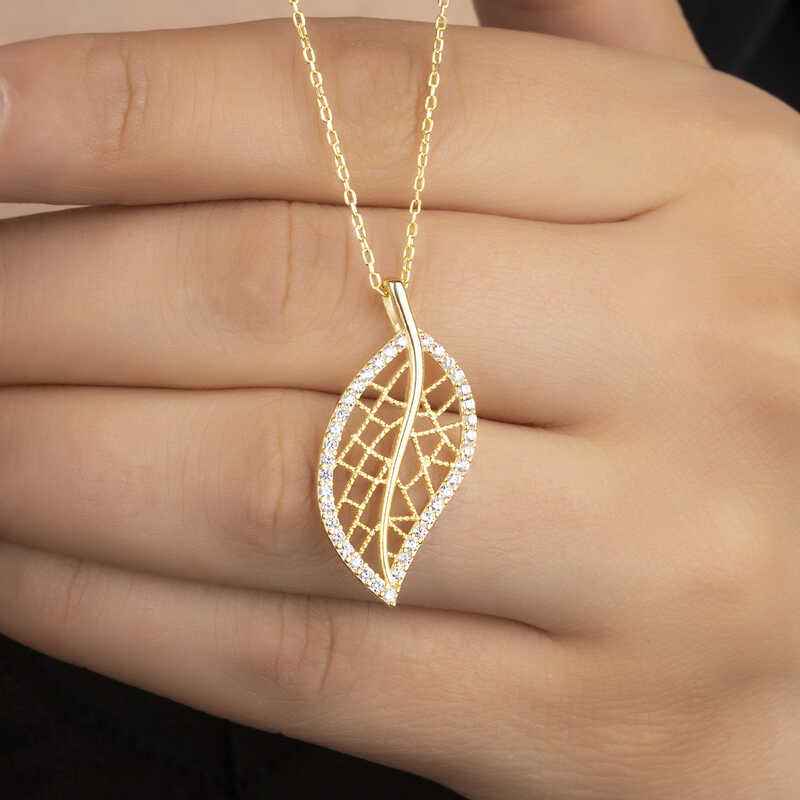 Gold Plated Leaf Women's Silver Necklace