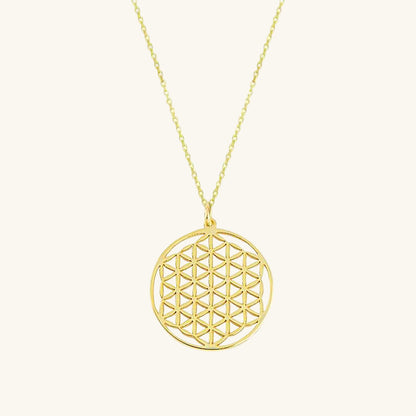 Gold Plated Flower of Life Silver Necklace