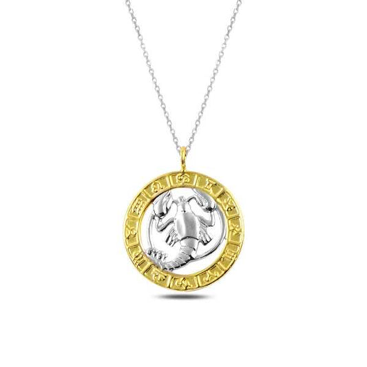 Gold Plated Cancer Zodiac Silver Necklace
