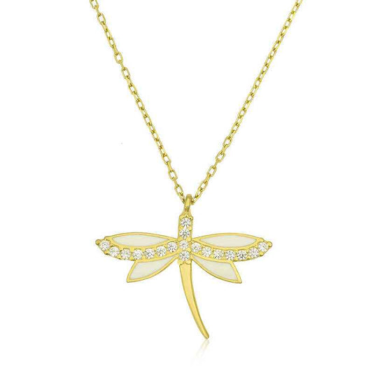 Gold Plated Dragonfly Women's Silver Necklace