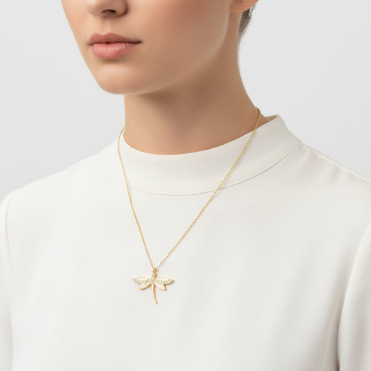 Gold Plated Dragonfly Women's Silver Necklace