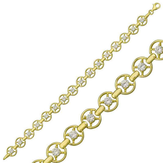 Gold Plated Round Channel Women's Silver Bracelet