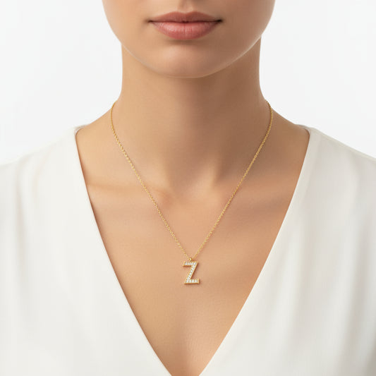 Gold Plated Z Letter Women's Silver Necklace