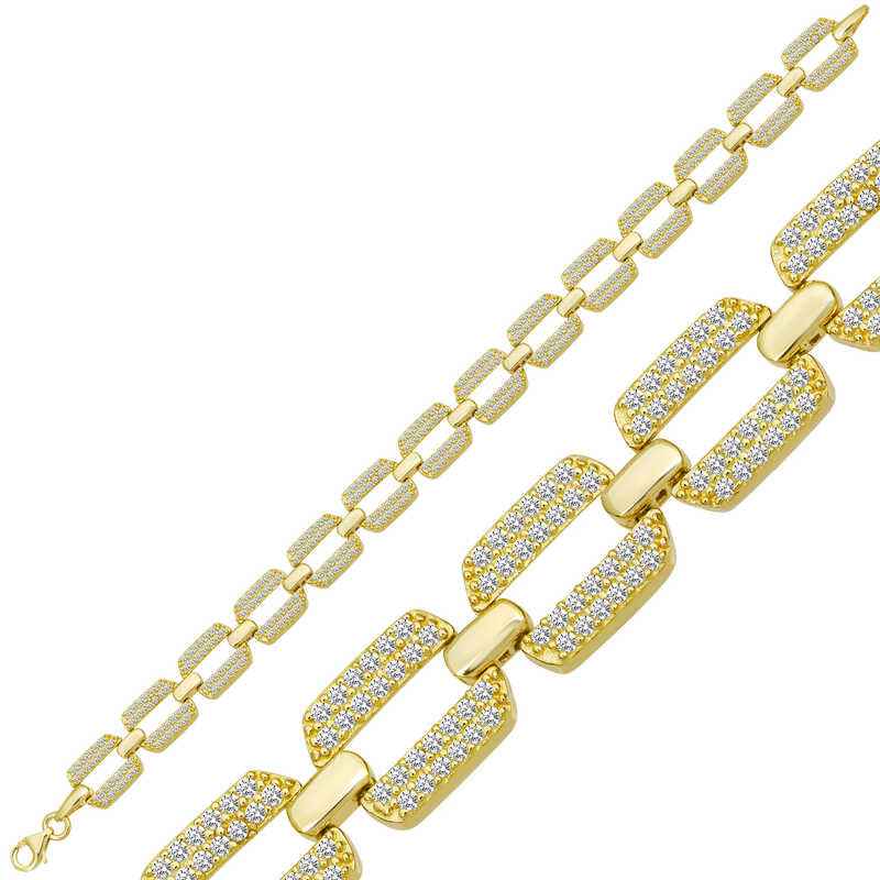 Gold Plated Zircon Stone Women's Silver Bracelet