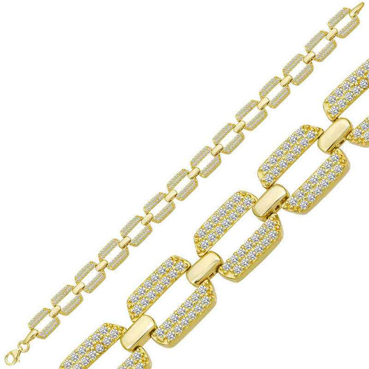 Gold Plated Zircon Stone Women's Silver Bracelet